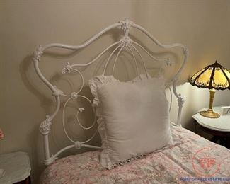 Antique Orante Metal Framed Headboard and Footboard Bed