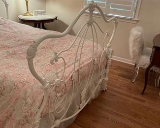 Antique Orante Metal Framed Headboard and Footboard Bed