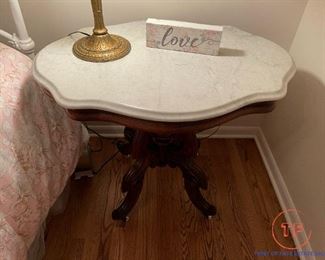 Marble Topped Eastlake Side Table