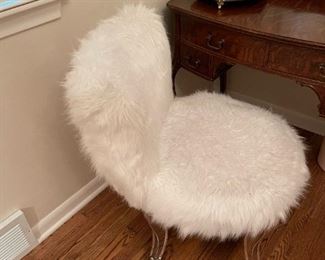 Faux Fur Covered Vanity Chair