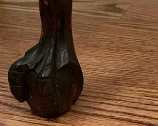 Antique Round Tiger Oak Side Table with Ball and Claw Feet