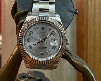 Men's ROLEX 41 MM Stainless Steel Datejust II with 18KT GOLD Fluted Bezel