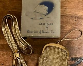 WHITING & DAVIS CO Antique Mesh Handbag with Matching Belt in Original Box