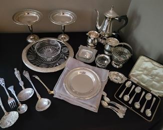 Sterling by Tiffany, Gorham and other makers.