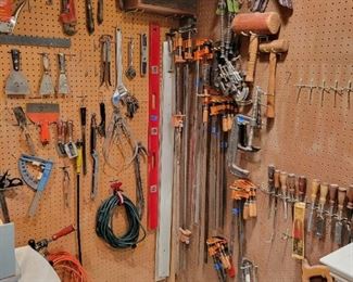 Clamps. Chisels and misc tools.