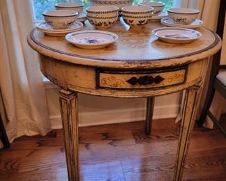Round Painted Table with lockable draw..