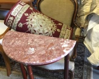 Marble top half moon table