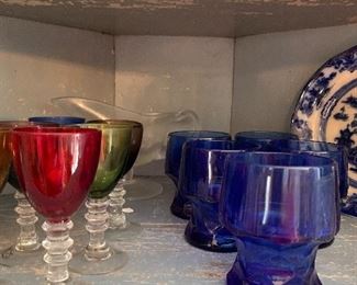 Colored glassware, cobalt and ruby