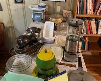 Midcentury fondue pot; pressure cooker