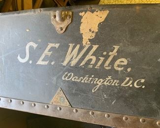 Name on steamer trunk