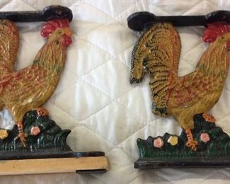 (2) VTG. CAST IRON ROOSTERS