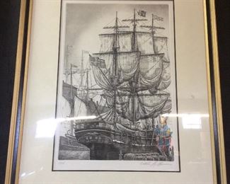 1976 ALAN JAY GAINES SIGNED ‘’CHARLES MORGAN SHIP ETCHING
