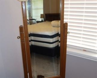 Oak Dressing Mirror - Cowboy Hat and Boots