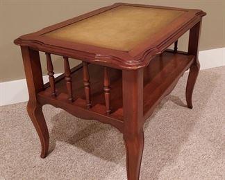 Antique leather top end table