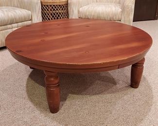 Vintage 42" diameter pine coffee table
