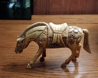 Vintage carved bone horse