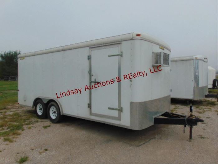 9/2012 Doolittle T.A. enclosed trailer approx 18' 7000lb GVWR, 2-5/16" ball, Vin# 1DGCS182XDM000885, has AC window unit, side door, rear ramp door, there is a wall dividing the inside w/ a door, wire wall mounted racks?, has outlets, interior lights
** NEEDS A TIRE (1 TIRE WON'T HOLD AIR) BRING YOUR OWN AIR COMPRESSOR AND/OR TIRE, JACK, TOOLS, ANYTHING NECESSARY TO CHANGE THE TIRE**