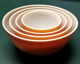 Pyrex Vintage Orange Flame Glow Set
