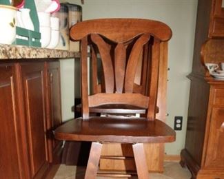2 WOOD BAR STOOLS
