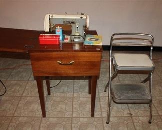 SEWING MACHINE, STOOL