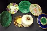 Exquisite Majolica, Plates, Cheese server, Pitchers
