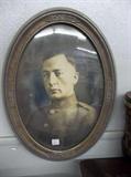 Oval Bubble Glass Framed Soldier Photo