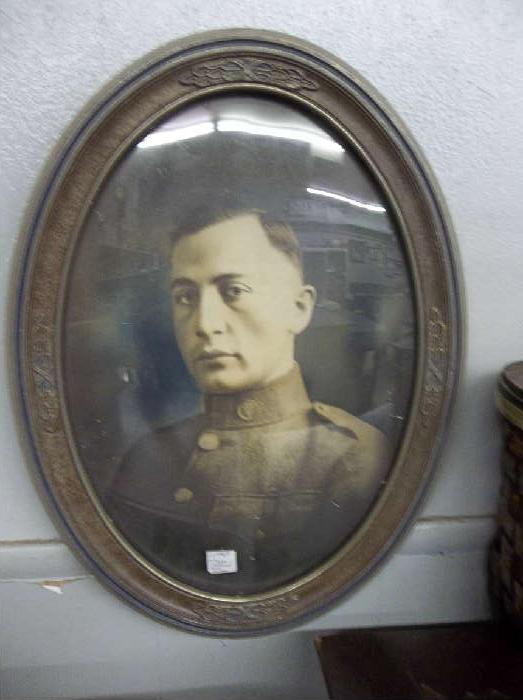 Oval Bubble Glass Framed Soldier Photo