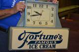 Rare Fortune's Ice Cream SIGN and CLOCK - works, ( only 1 known in Oxford, MS)