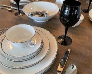 Noritake china, “Ivonne” & black amethyst stems