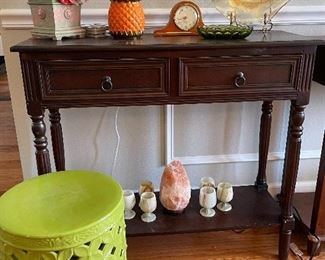 Garden  stool, “Iris & Herringbone” bowl