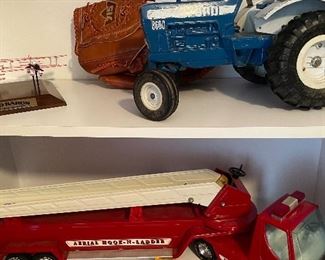 Vintage toy Ford tractor & fire truck