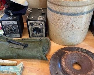Antique Crocks & cameras