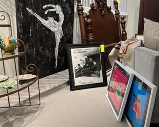 artwork, vintage and new. Queen and King bed frames available