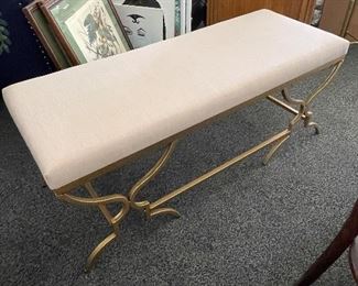 Linen style brushed gold base bench