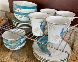 222 Fifth Avenue Peacock Garden turquoise Gold Floral