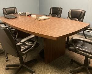 Conference table wood veneer 8ft x 4ft 6 chairs