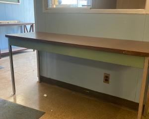 Wood veneer and metal table 5ft x 20 inches