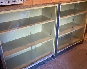 Double glass door storage cabinet