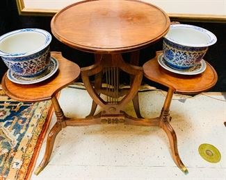 Mahogany Lyre Base Plant Stand