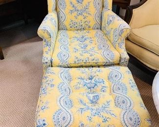 Custom Upholstered Chair and Ottoman