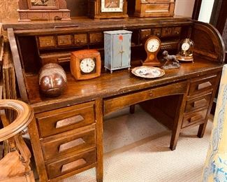 Antique Oak Roll Top Desk