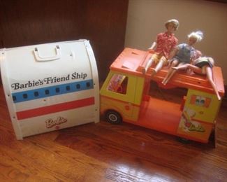Barbies Friend Ship and Barbie Camper