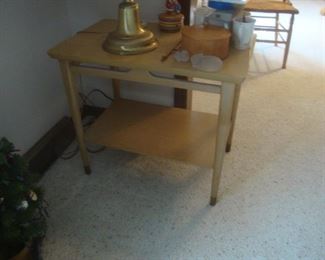 1950's end table with blonde finish