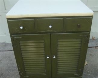 Ethan Allen maple/birch cabinet w green paint