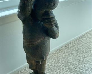 Sculpture African boy very sweet - has signature - but I cannot identify
