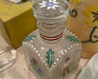 Antique enamel perfume bottle large