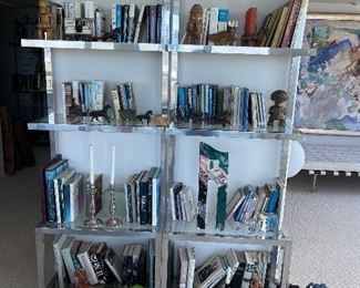 2 silver Bookshelves - (the books have been removed) Milo Baughman style 