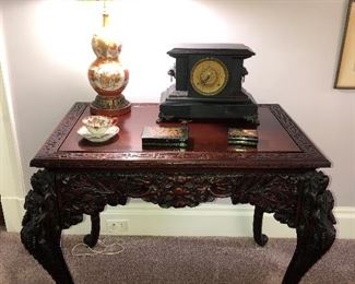 Highly carved antique Japanese desk