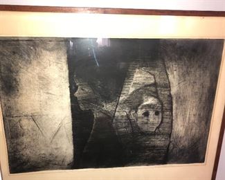 Herbert Carroll Cassill etching "Inside Outside"