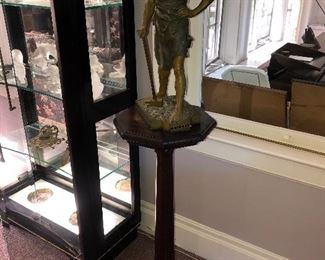 Antique French white metal statue “Le Forgeron”,  on pedestal